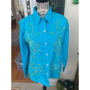 Cappagallo Teal Button Down Shirt